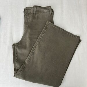 High-Rise Sailor Wide Leg Ankle Jeans - Olive